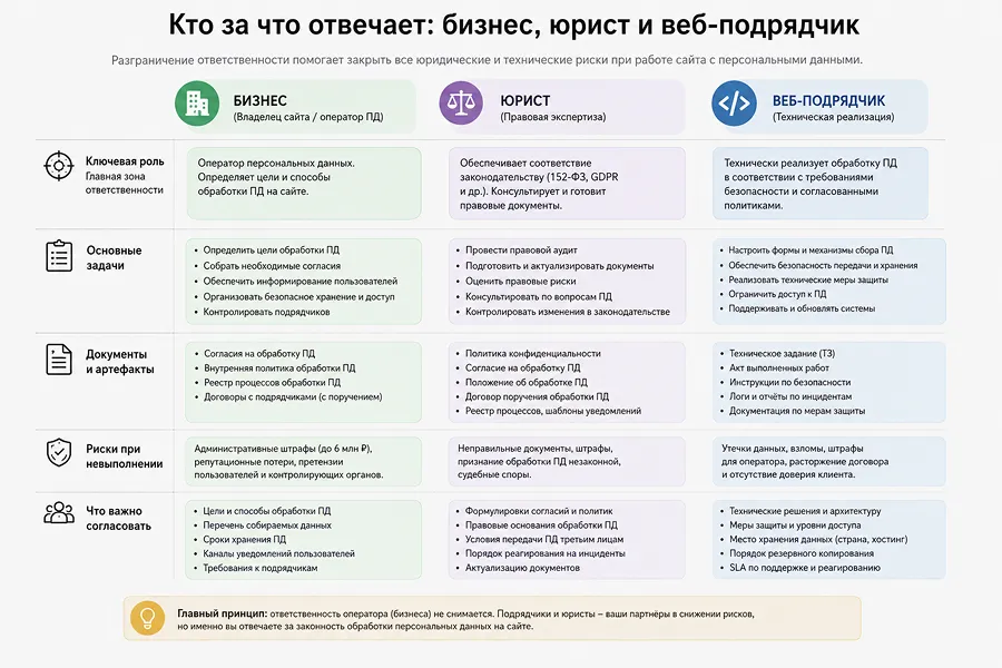 Кто должен разрабатывать политику конфиденциальности для сайта: бизнес, юрист и веб-подрядчик